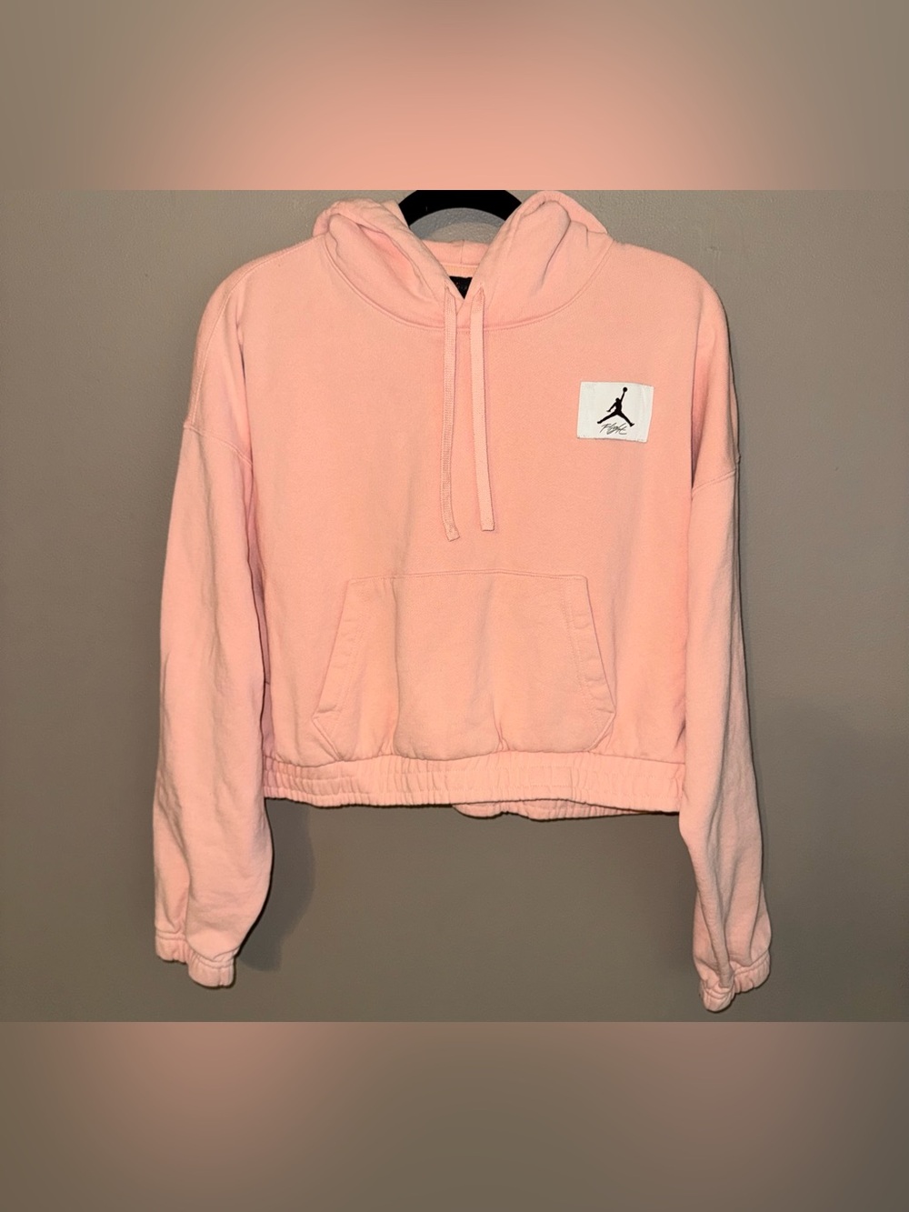 Nike Air Jordan Essential Flight Fleece Hoodie Light Pink Womens Loose Fit Small